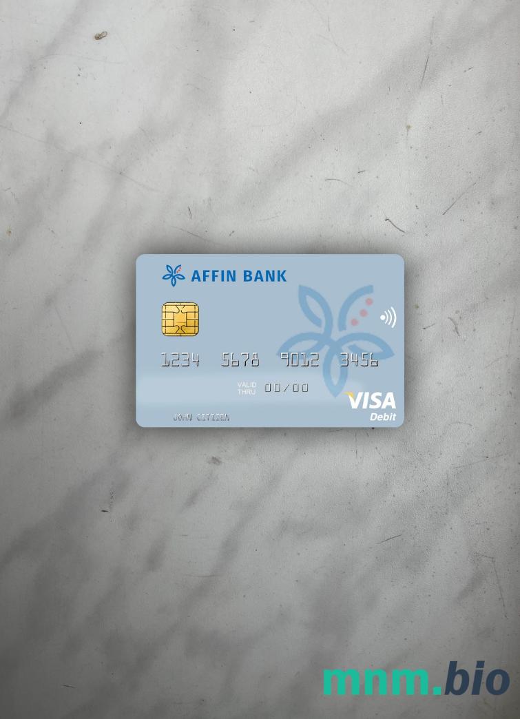 Malaysia Affin bank visa obciążyć card wygląd fotograficzny skan PSD + zdjęcie
